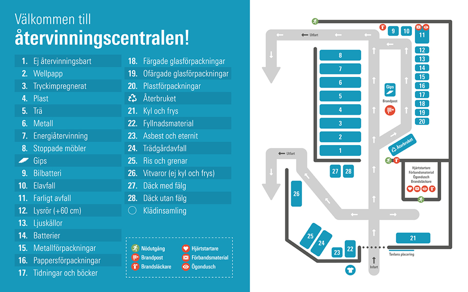 Karta över återvinningscentralen i Göta