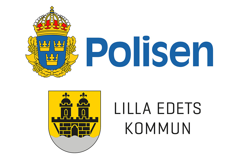 Logotyper för Polisen och Lilla Edets kommun