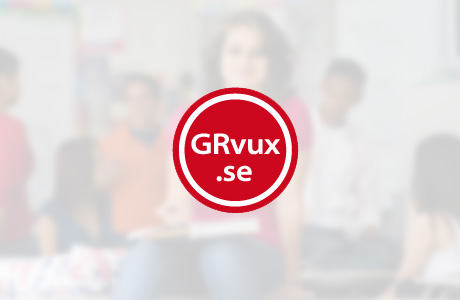 En röd cirkel med texten GRvux.se